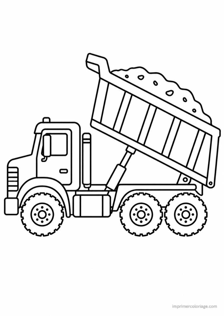 coloriage camion epais benne leve - dessin gratuit &agrave; imprimer