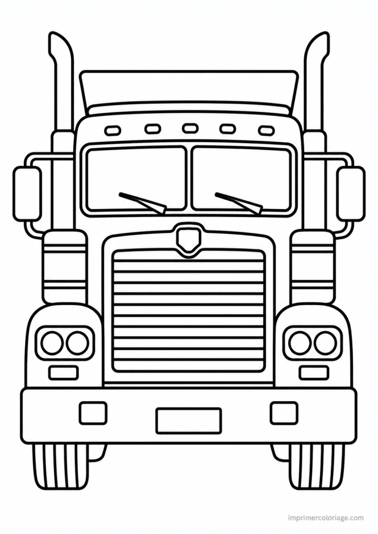 coloriage camion epais face grille - dessin gratuit &agrave; imprimer