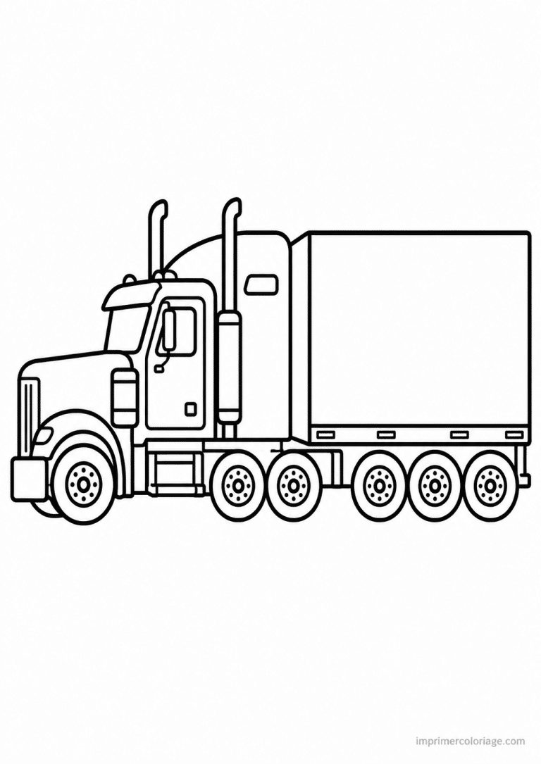 coloriage camion epais profil remorque - dessin gratuit &agrave; imprimer