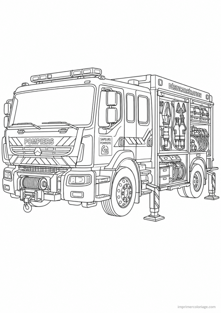 coloriage camion pompier desincarceration outils - dessin gratuit &agrave; imprimer