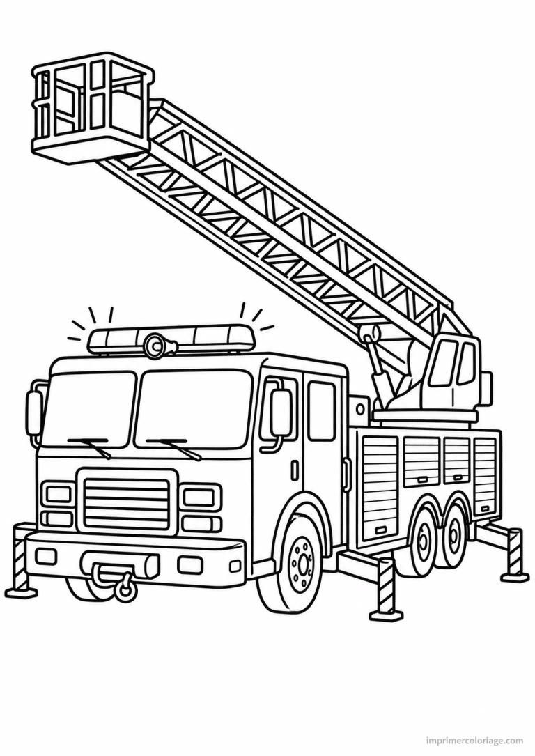 coloriage camion pompier epais grande echelle - dessin gratuit &agrave; imprimer