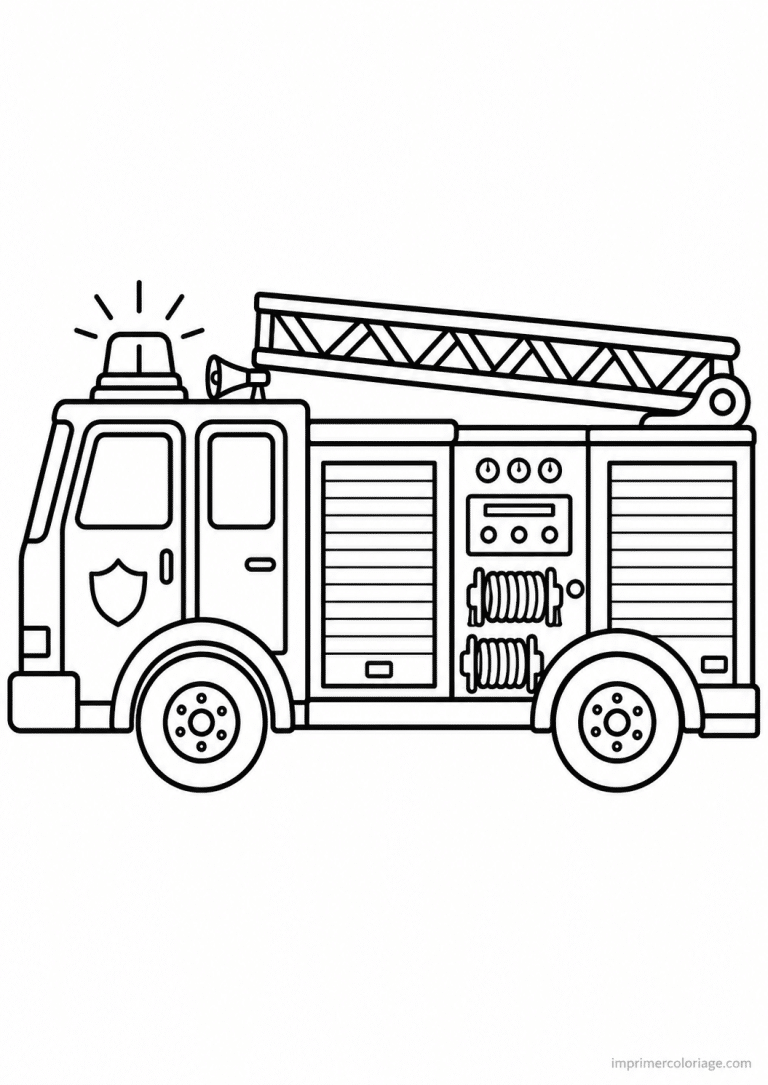 coloriage camion pompier epais profil - dessin gratuit &agrave; imprimer