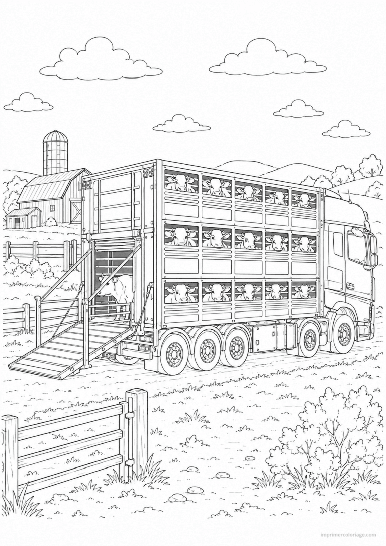 coloriage camion routier betaillere vaches - dessin gratuit &agrave; imprimer