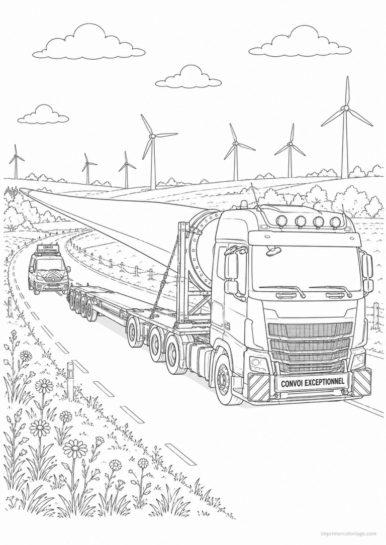 coloriage camion routier eolienne pale - dessin gratuit &agrave; imprimer