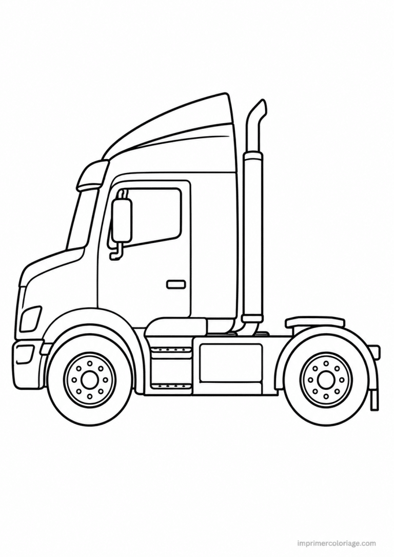 coloriage camion simple cabine - dessin gratuit &agrave; imprimer