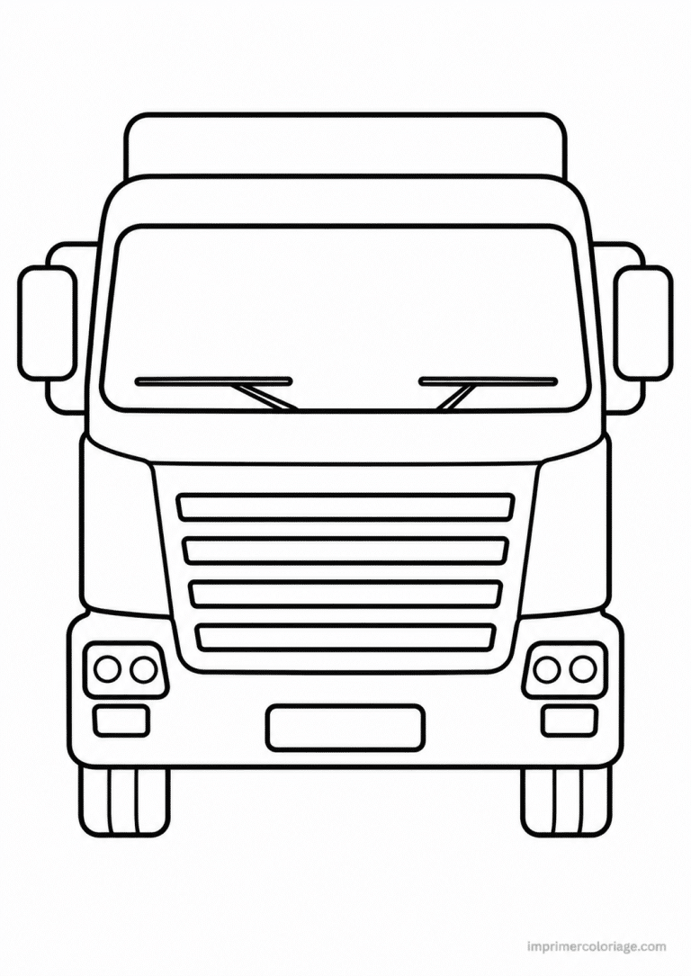 coloriage camion simple face - dessin gratuit &agrave; imprimer