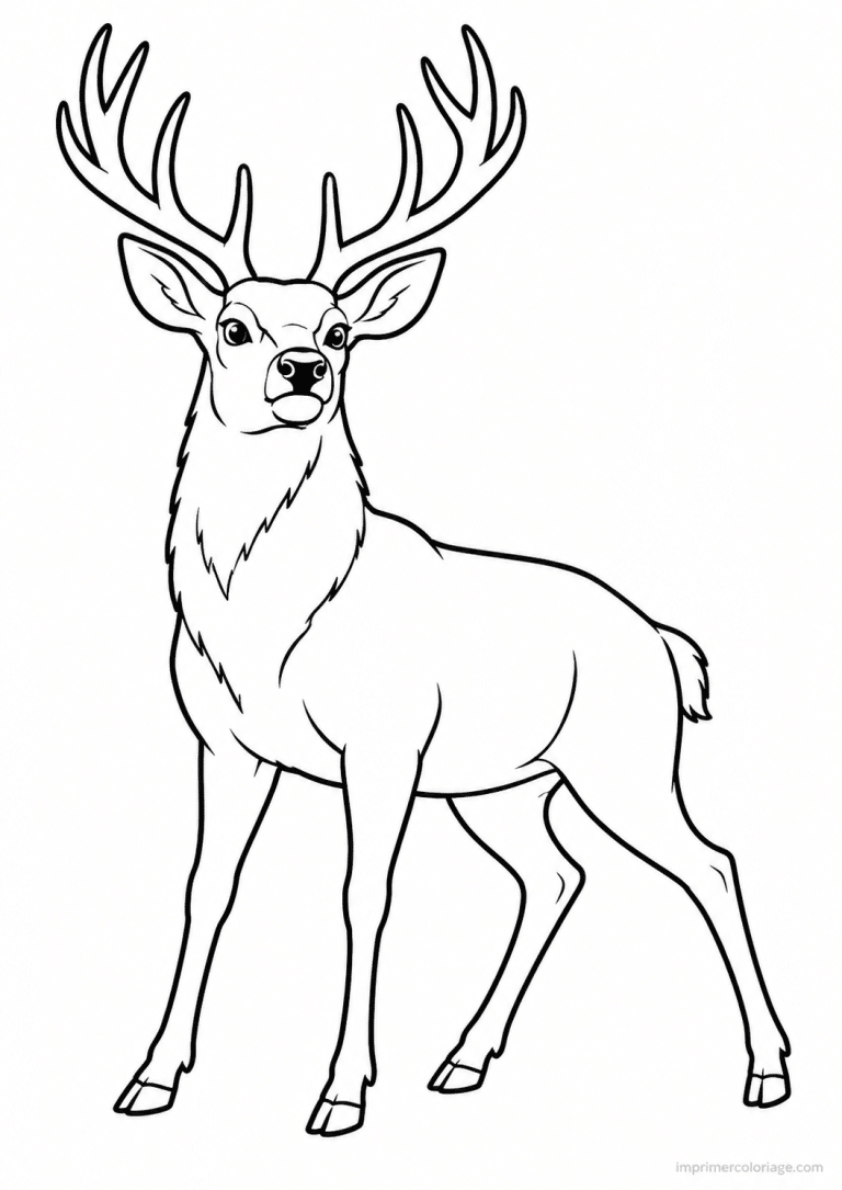 coloriage cerf alerte oreilles naseaux - dessin gratuit &agrave; imprimer