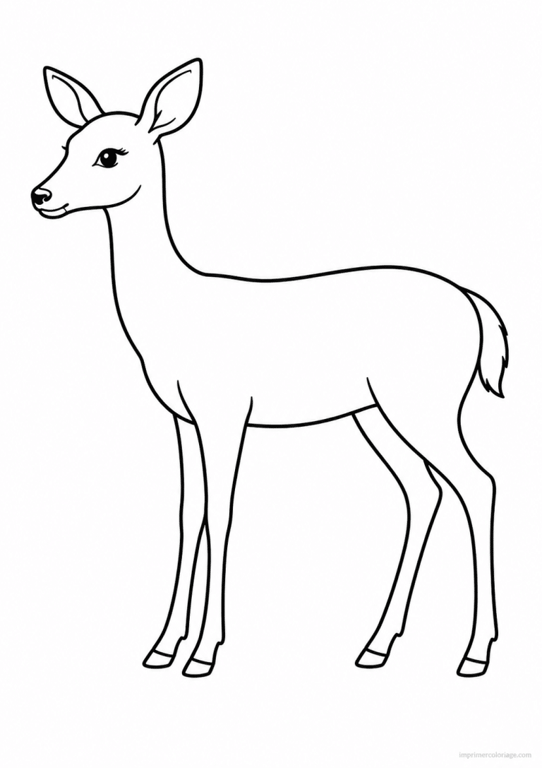 coloriage cerf biche profil simple - dessin gratuit &agrave; imprimer