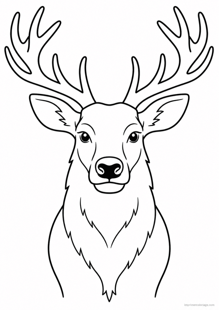 coloriage cerf face bois - dessin gratuit &agrave; imprimer