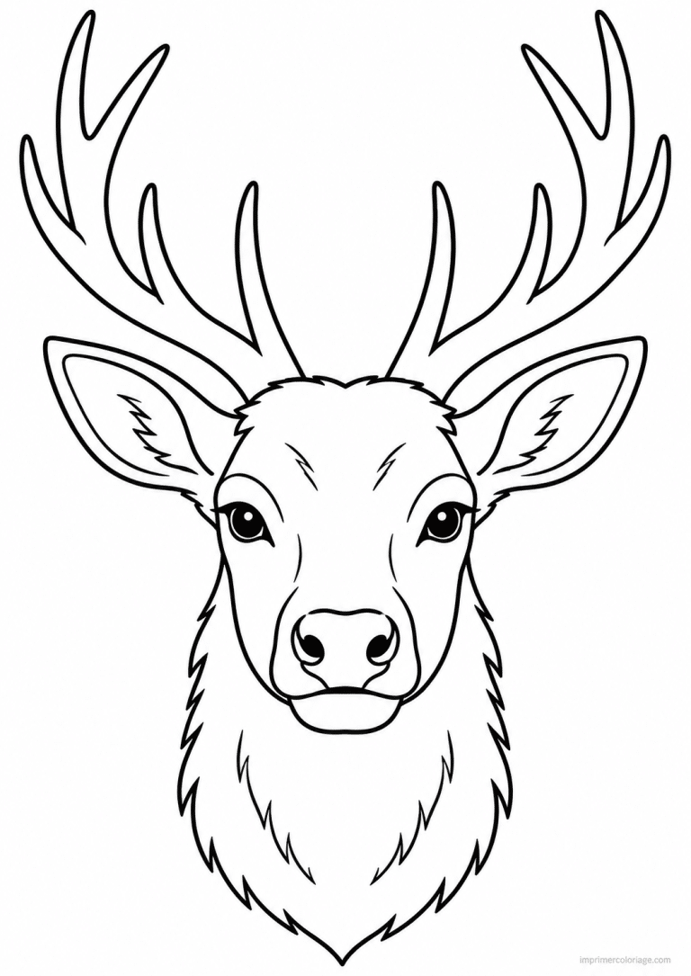 coloriage cerf portrait ramures - dessin gratuit &agrave; imprimer