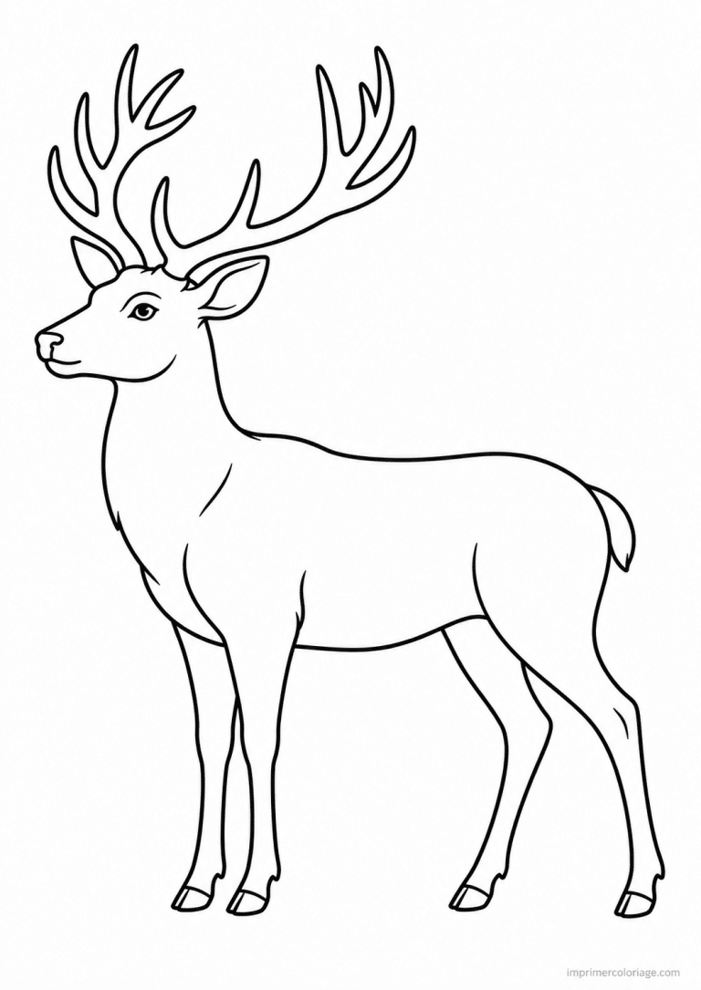 coloriage cerf profil simple - dessin gratuit &agrave; imprimer
