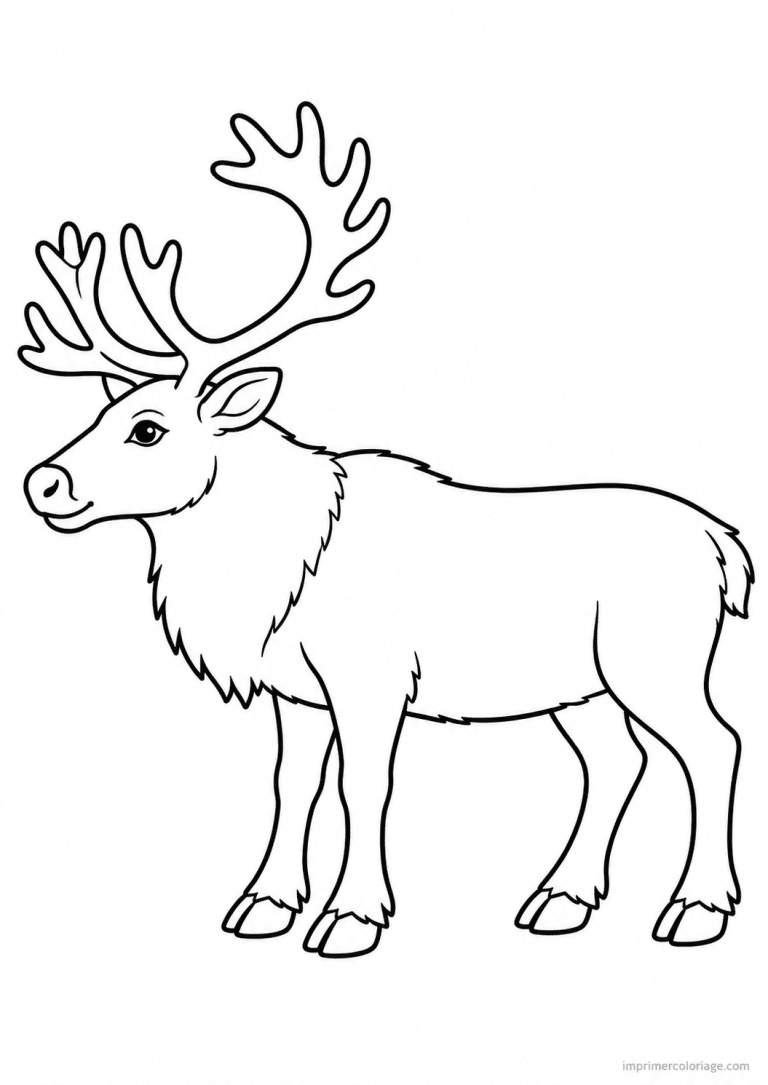 coloriage cerf renne profil sabots - dessin gratuit &agrave; imprimer