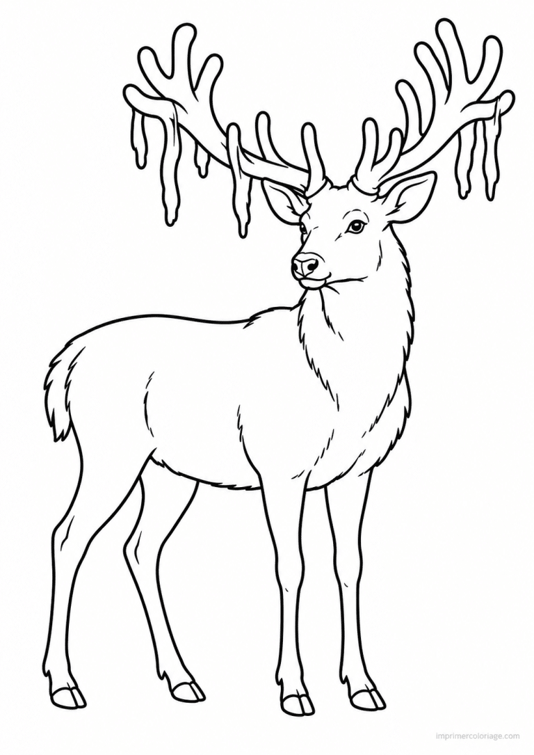 coloriage cerf velours bois ete - dessin gratuit &agrave; imprimer