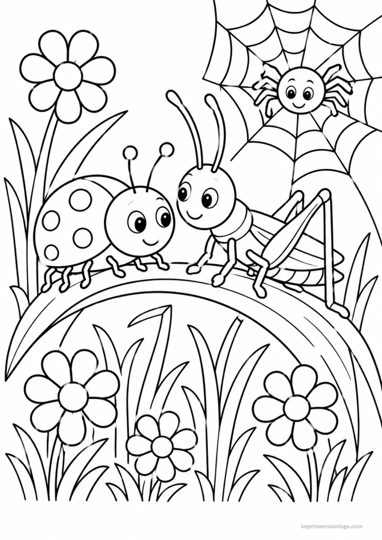 coloriage coccinelle animaux sauterelle araignee - dessin gratuit &agrave; imprimer