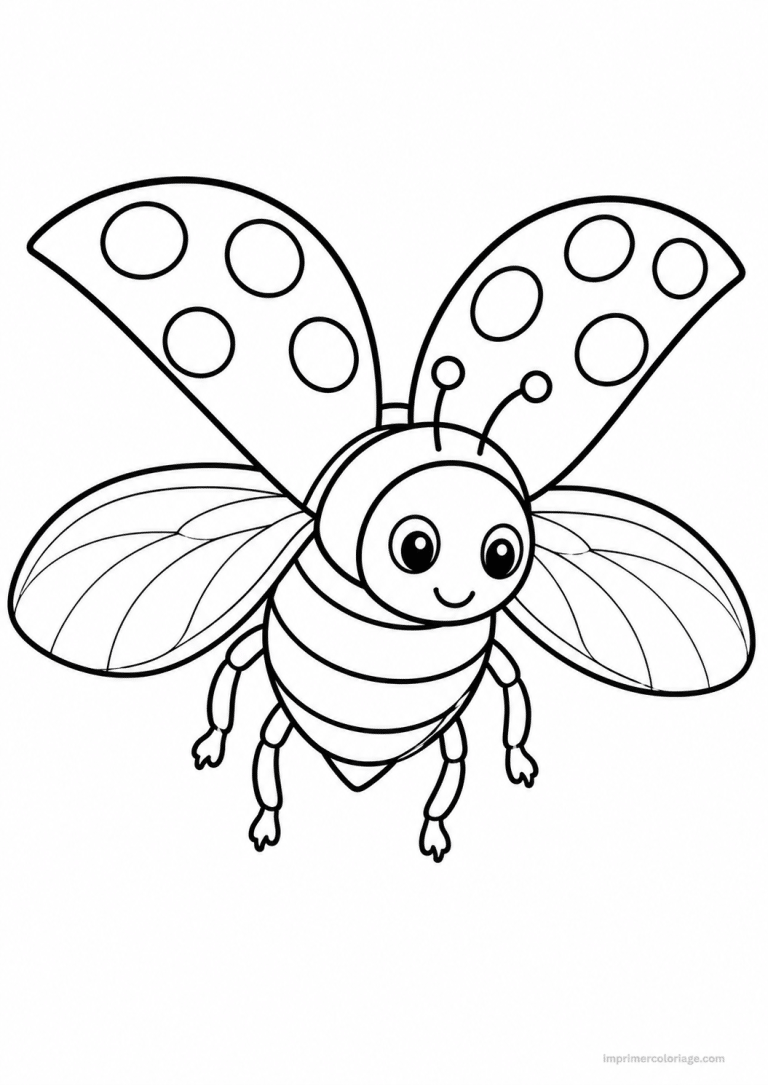 coloriage coccinelle cute vol ailes ouvertes - dessin gratuit &agrave; imprimer