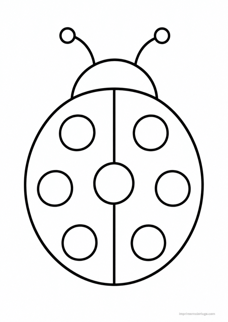 coloriage coccinelle simple dessus points - dessin gratuit &agrave; imprimer