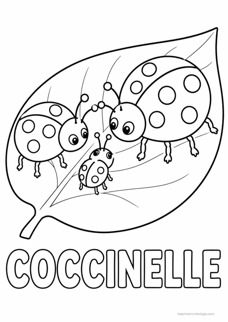 coloriage coccinelle titre trio feuille - dessin gratuit &agrave; imprimer