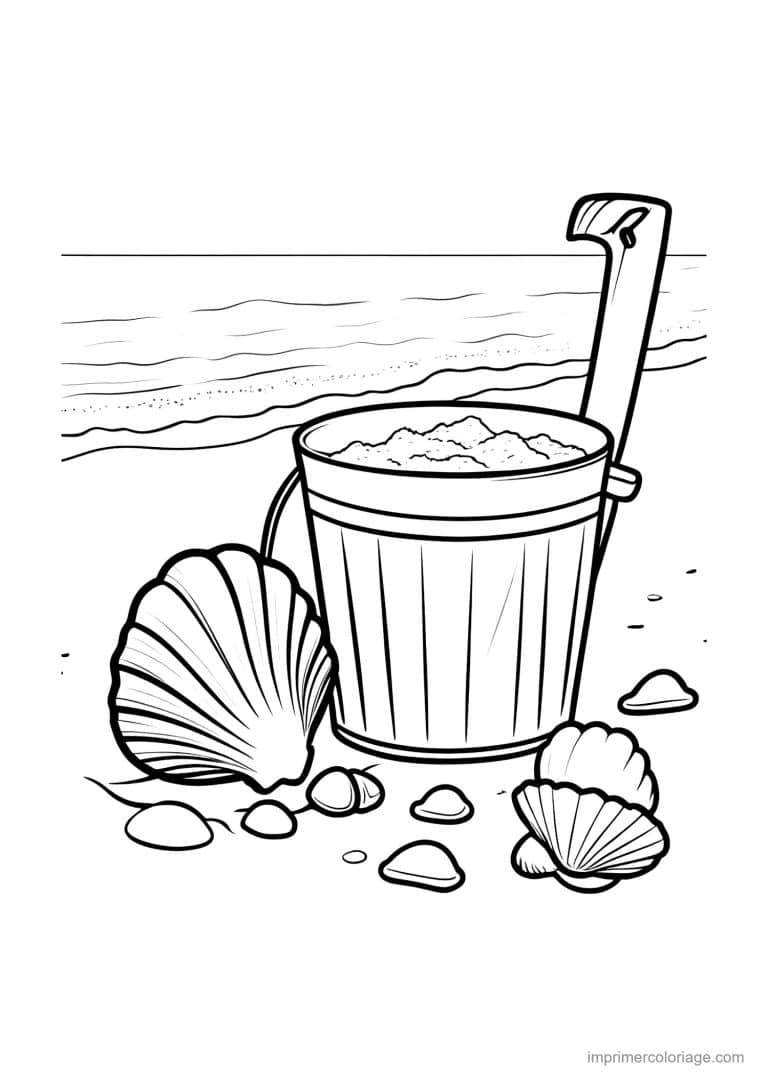 coloriage coquillage seau et coquillages - dessin gratuit &agrave; imprimer