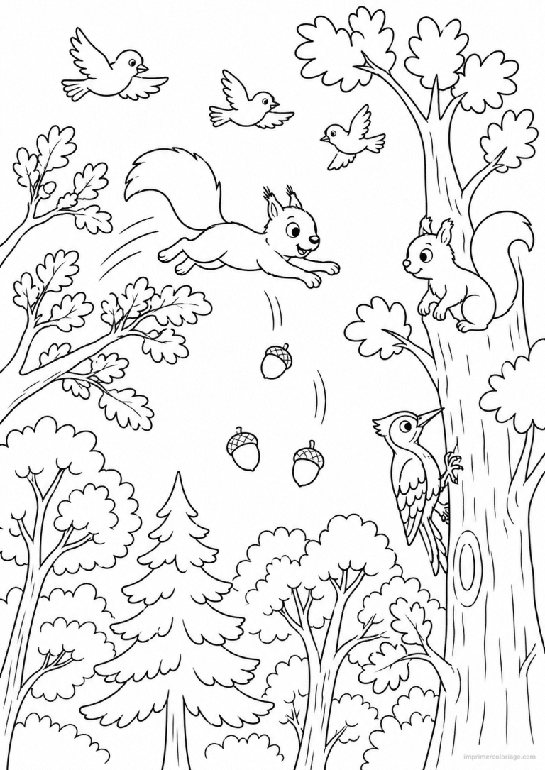 coloriage ecureuil cimes pic bois saut à imprimer coloriage ecureuil cimes pic bois saut - dessin gratuit à imprimer