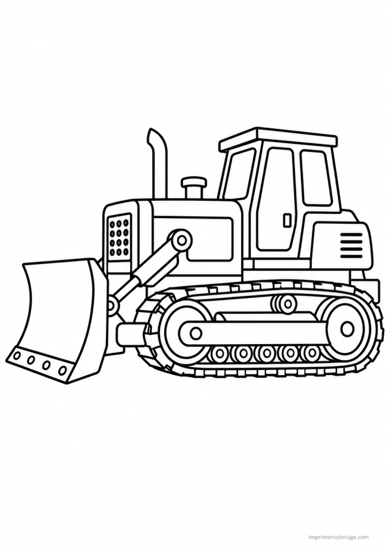 coloriage engin chantier bulldozer lame - dessin gratuit &agrave; imprimer