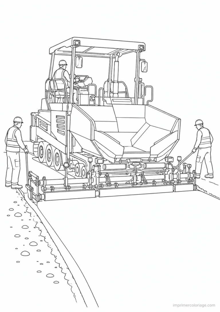 coloriage engin chantier finisseur route - dessin gratuit &agrave; imprimer