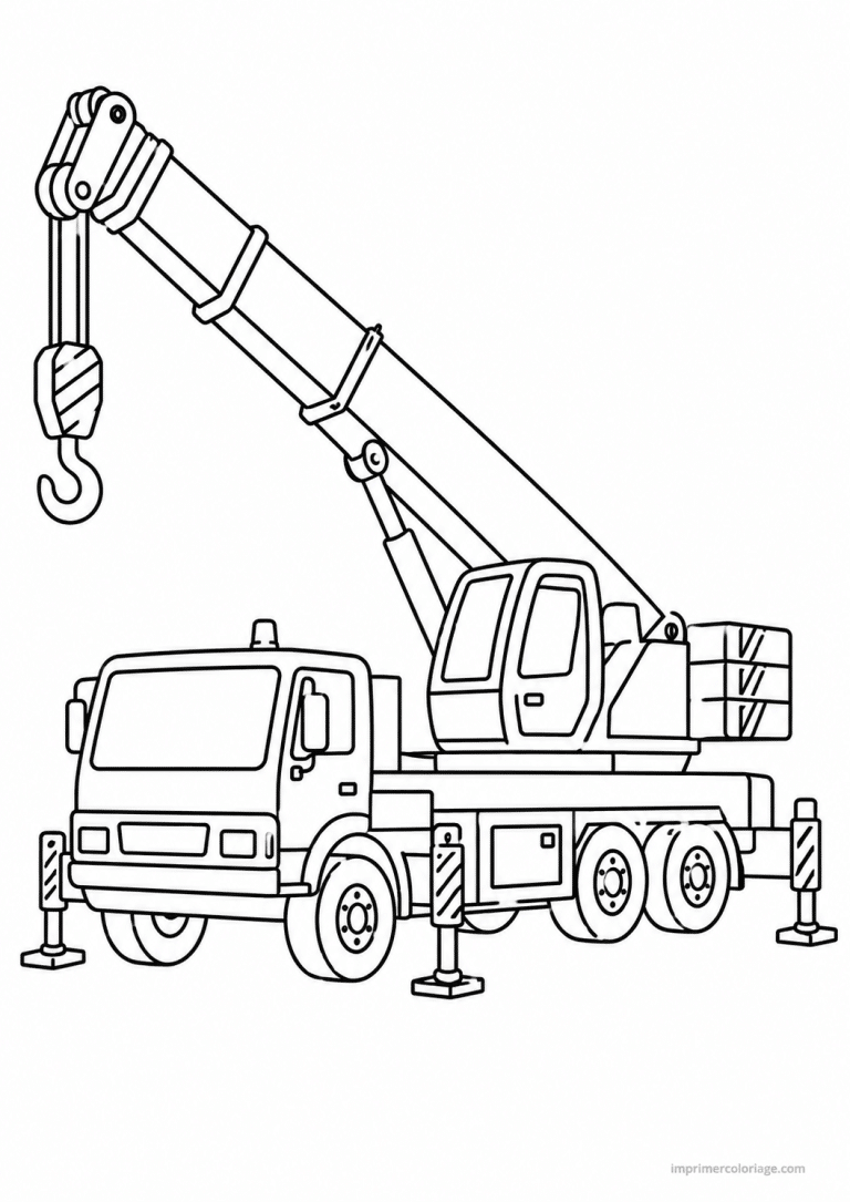 coloriage engin chantier grue mobile bras - dessin gratuit &agrave; imprimer