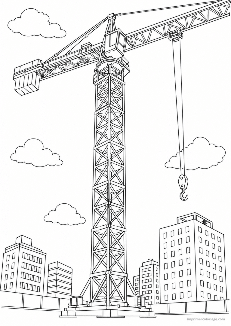 coloriage engin chantier grue tour dessous - dessin gratuit &agrave; imprimer