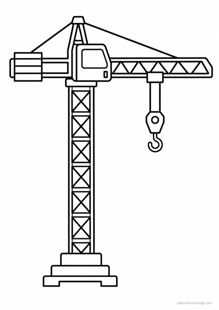 coloriage engin chantier grue tour profil - dessin gratuit &agrave; imprimer