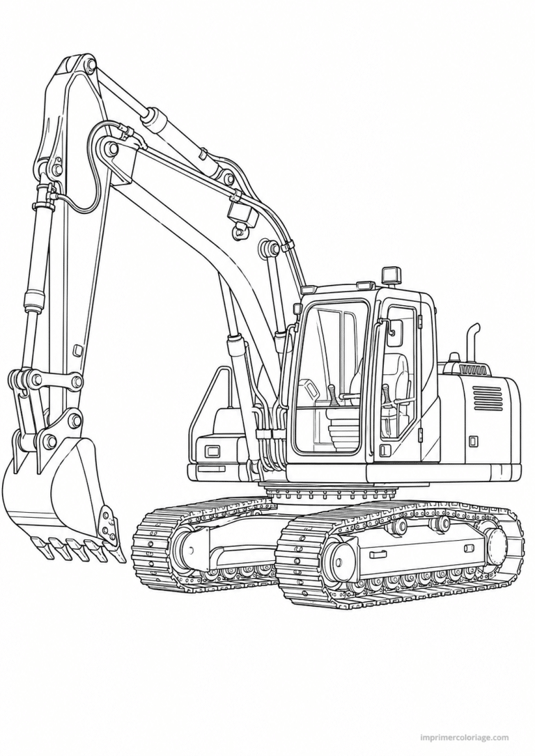 coloriage engin chantier pelleteuse detail - dessin gratuit &agrave; imprimer