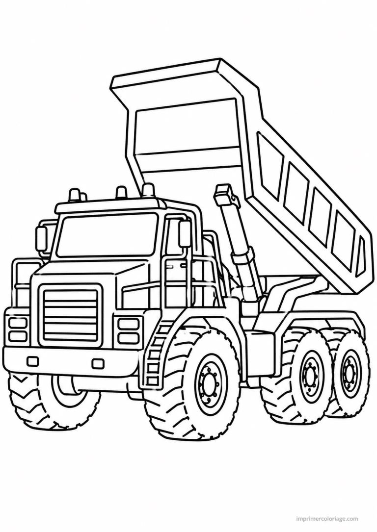 coloriage engin chantier tombereau benne - dessin gratuit &agrave; imprimer