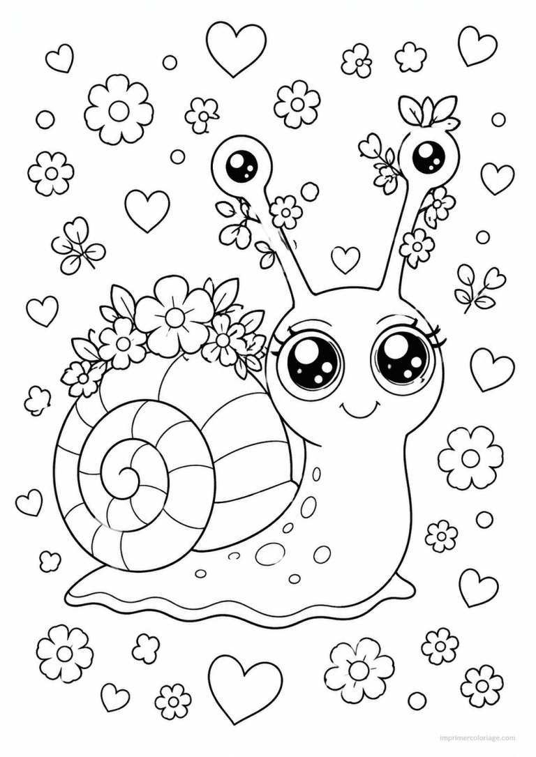 coloriage escargot cute couronne coeurs à imprimer coloriage escargot cute couronne coeurs - dessin gratuit à imprimer