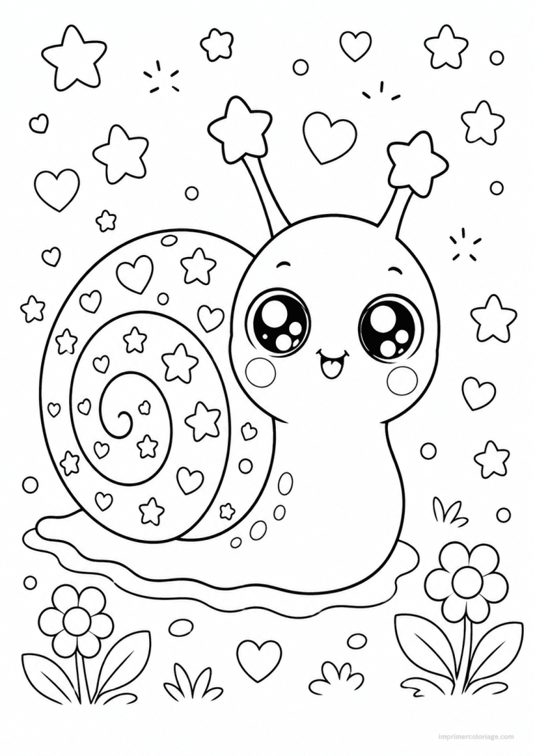 coloriage escargot kawaii coquille etoiles à imprimer coloriage escargot kawaii coquille etoiles - dessin gratuit à imprimer
