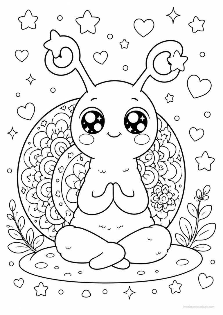 coloriage escargot kawaii meditation mandala à imprimer coloriage escargot kawaii meditation mandala - dessin gratuit à imprimer