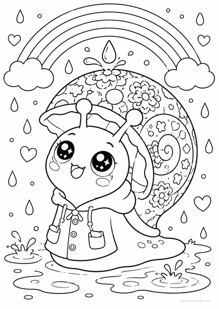 coloriage escargot kawaii pluie impermeable à imprimer coloriage escargot kawaii pluie impermeable - dessin gratuit à imprimer
