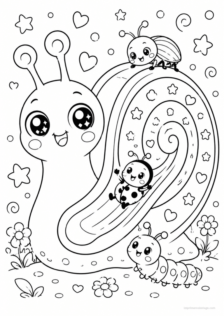 coloriage escargot kawaii toboggan insectes à imprimer coloriage escargot kawaii toboggan insectes - dessin gratuit à imprimer