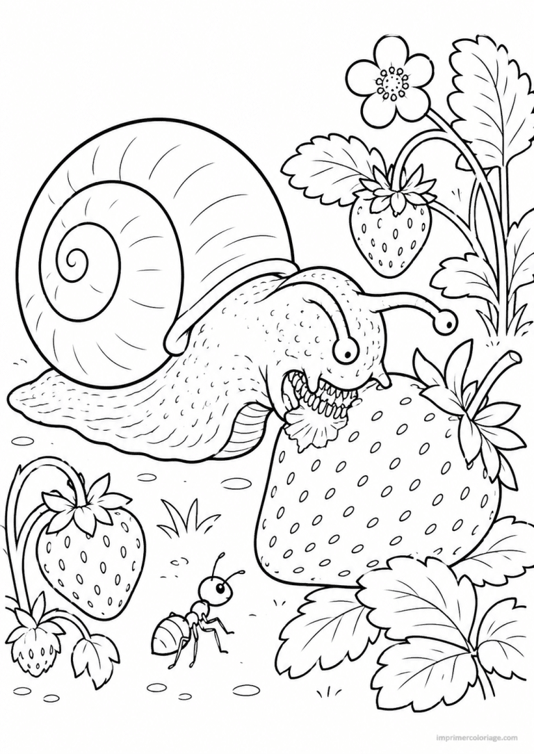 coloriage escargot mange fraise fourmi à imprimer coloriage escargot mange fraise fourmi - dessin gratuit à imprimer