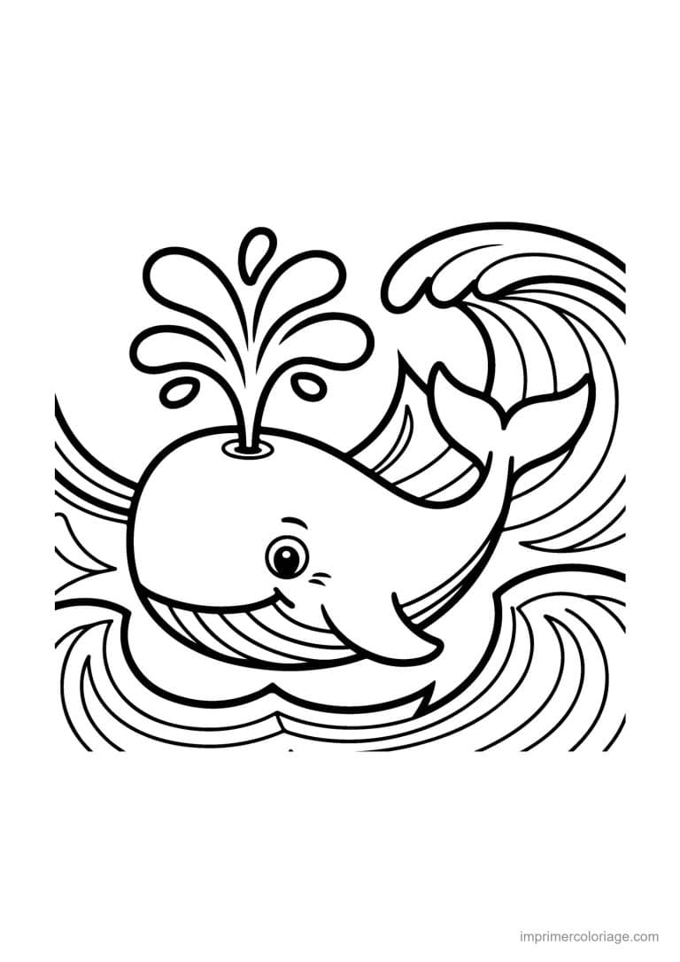 coloriage ete baleine jet eau - dessin gratuit &agrave; imprimer