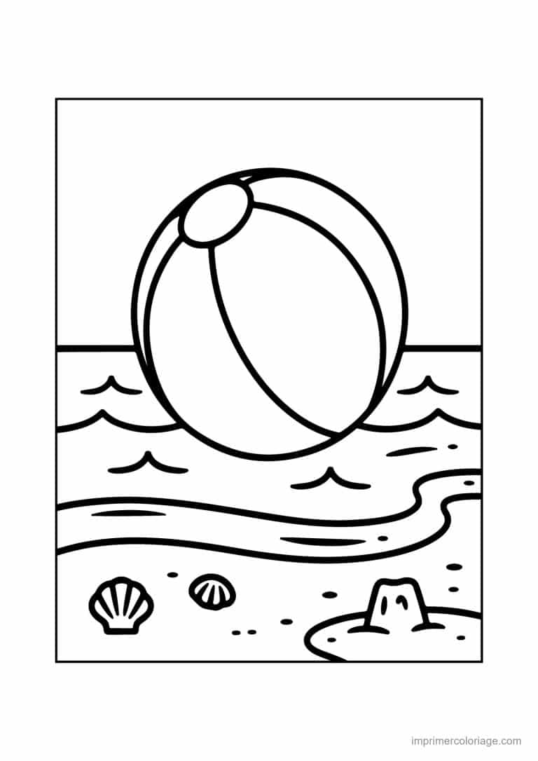 coloriage ete ballon de plage - dessin gratuit &agrave; imprimer