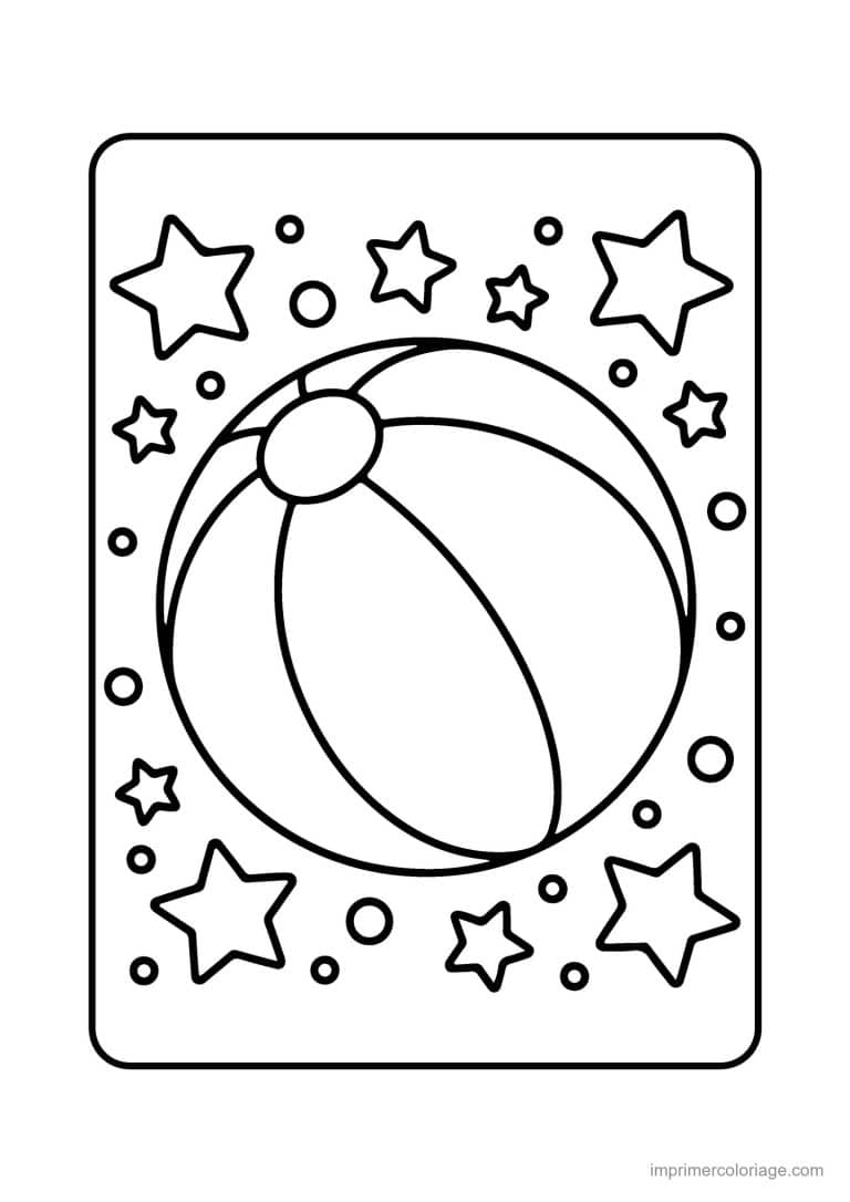 coloriage ete ballon de plage etoiles - dessin gratuit &agrave; imprimer