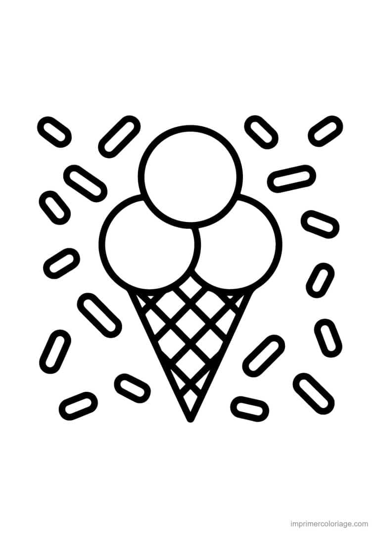 coloriage ete glace cornet trois boules - dessin gratuit &agrave; imprimer