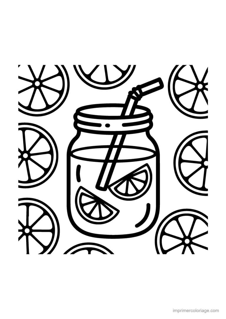 coloriage ete limonade bocal agrumes - dessin gratuit &agrave; imprimer