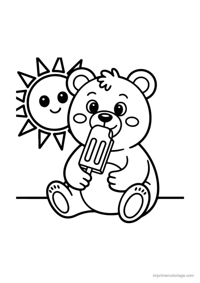 coloriage ete ours glace batonnet - dessin gratuit &agrave; imprimer