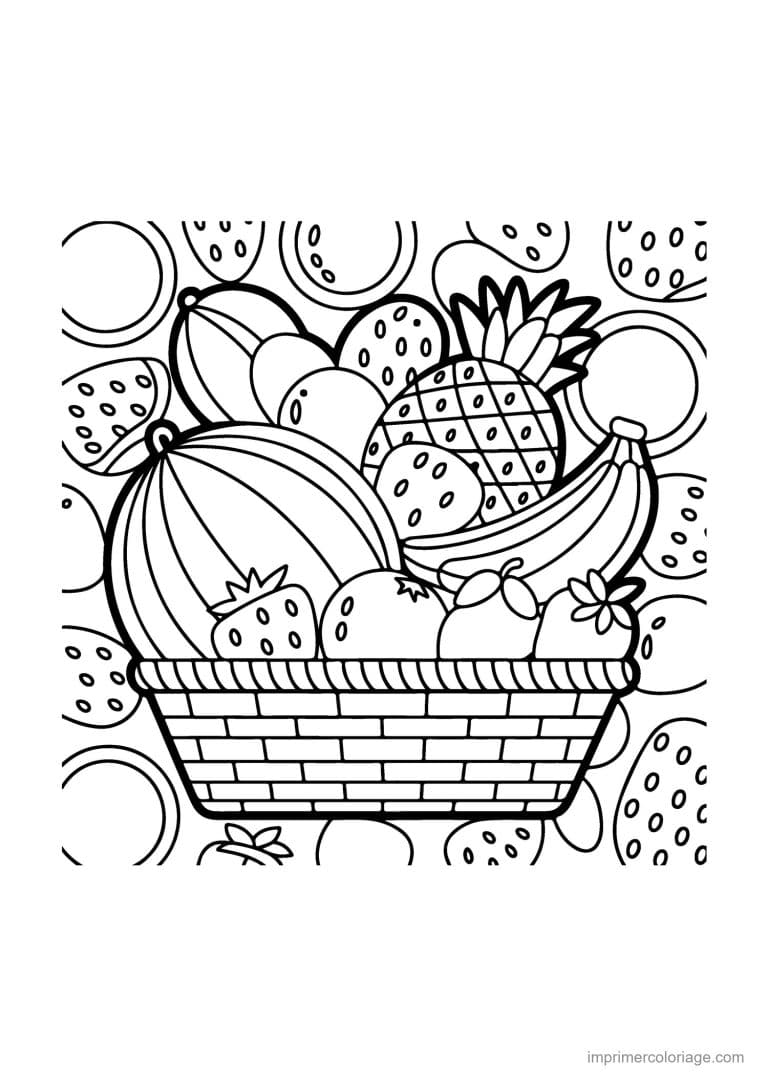 coloriage ete panier de fruits - dessin gratuit &agrave; imprimer