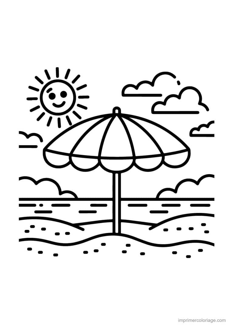 coloriage ete parasol de plage - dessin gratuit &agrave; imprimer