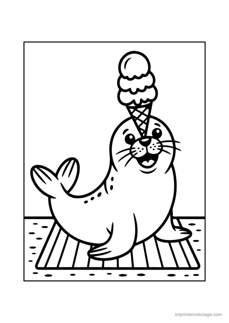 coloriage ete phoque jongleur glace - dessin gratuit &agrave; imprimer