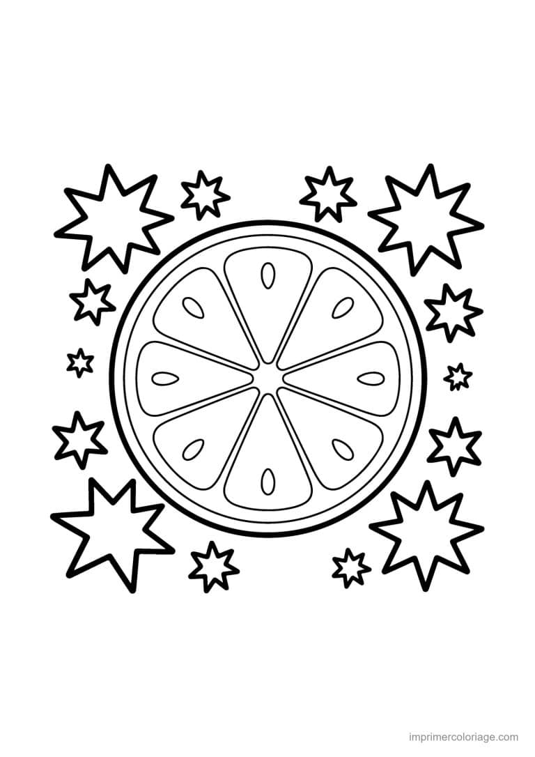 coloriage ete rondelle agrume etoiles - dessin gratuit &agrave; imprimer