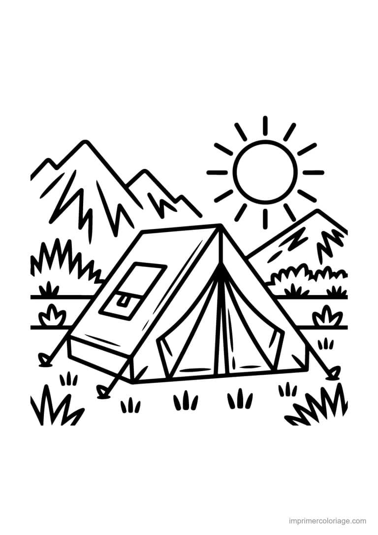 coloriage ete tente camping - dessin gratuit &agrave; imprimer