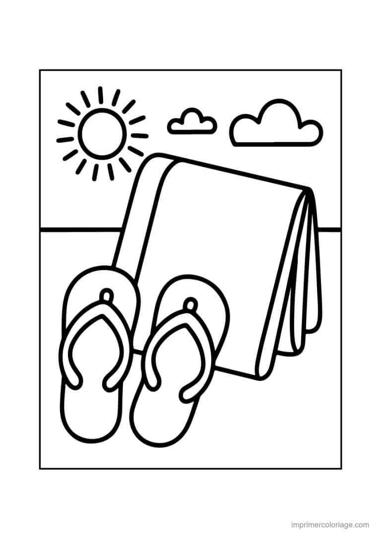 coloriage ete tongs et serviette - dessin gratuit &agrave; imprimer