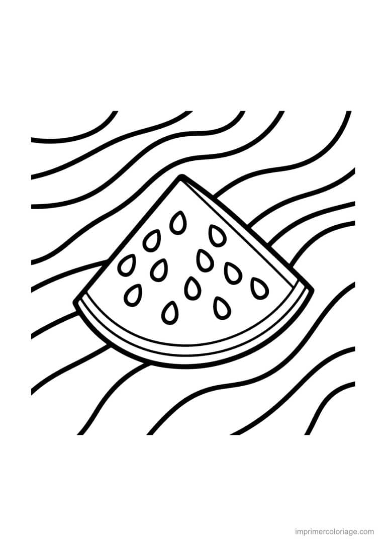 coloriage ete tranche de pasteque - dessin gratuit &agrave; imprimer