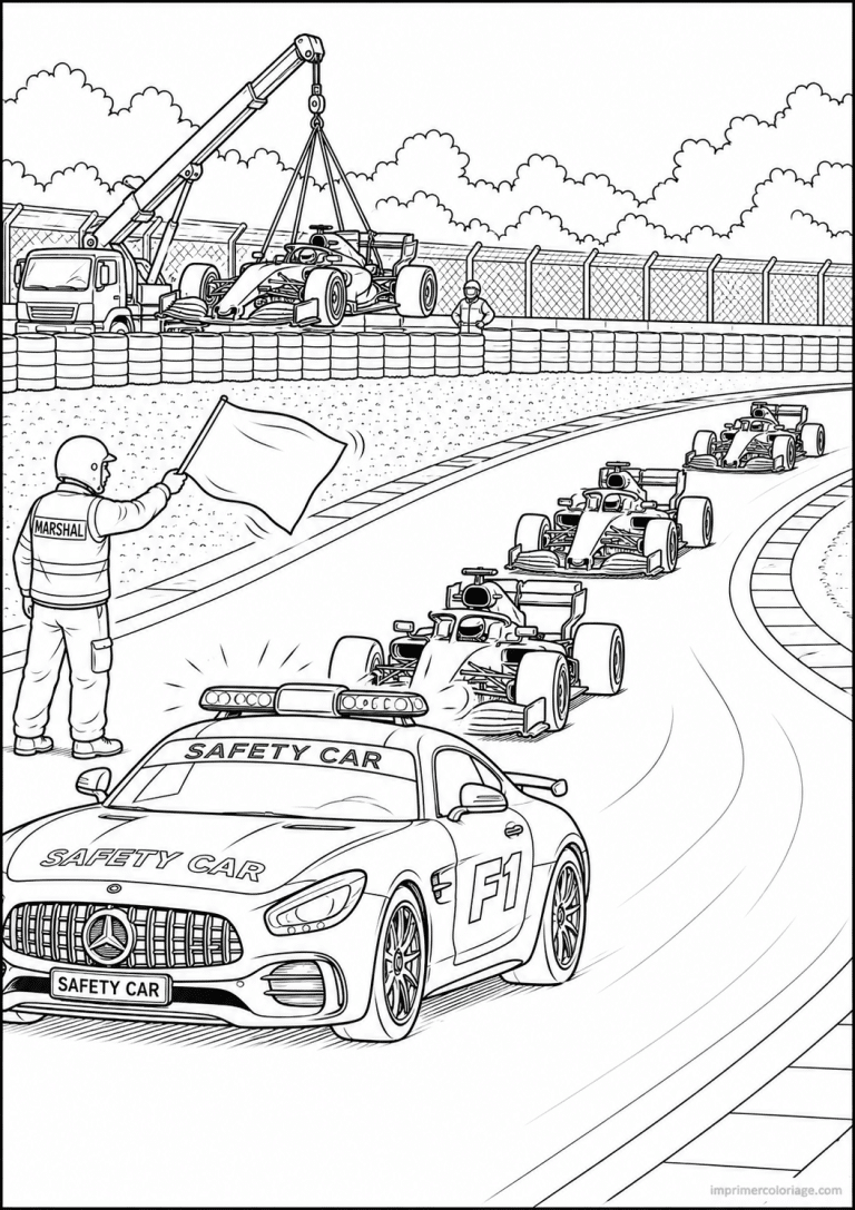 coloriage f1 course nuit - dessin gratuit &agrave; imprimer